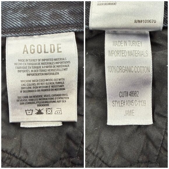 AGOLDE Jeans Womens 26 Pants Black Jamie Distressed Frayed Hem High Rise Denim 1 - Picture 10 of 12